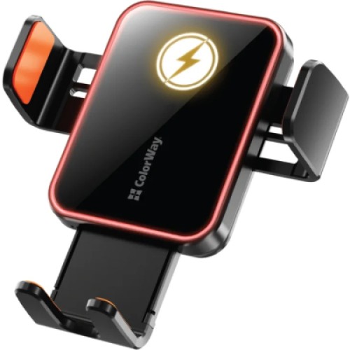 Универсальный автодержатель ColorWay Ultra-mini. автозажим, Wireless Charger 15W Black (CW-CHAW069Q-BK)