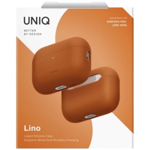 Чехол для наушников Uniq Lino для AirPods Pro 3 gen Silicone Orange (8886463696903)