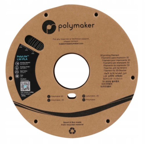 Пластик для 3D-принтера Polymaker PLA POLYLITE LW 1.75 mm 0,8kg BLACK (PA08001)