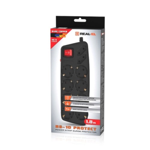 Сетевой фильтр питания REAL-EL RS-Protect 505, 1.8m, black (EL122300044) Сетевой фильтр питания REAL-EL RS-Protect 505, 1.8m, black (EL122300044)