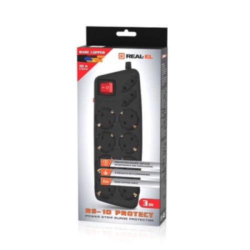 Сетевой фильтр питания REAL-EL RS-Protect 505, 3m, black (EL122300045) Сетевой фильтр питания REAL-EL RS-Protect 505, 3m, black (EL122300045)