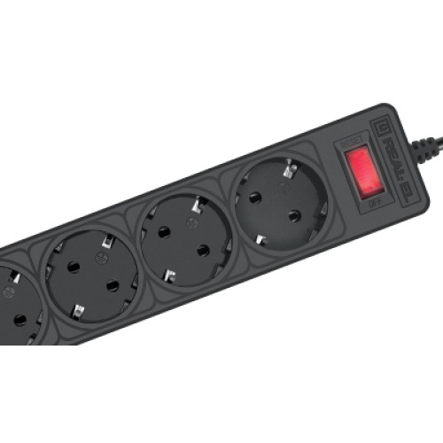 Сетевой фильтр питания REAL-EL RS-Protect 505, 3m, black (EL122300045) Сетевой фильтр питания REAL-EL RS-Protect 505, 3m, black (EL122300045)