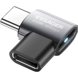 Переходник USB-C F to USB-C M USB 4.0 40Gbps 240W 90° corner Essager (EOTG7-YH0G-P)