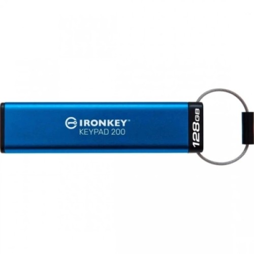 USB флеш накопитель Kingston 128GB IronKey Keypad 200 Type-C Encrypted Blue USB 3.2 (IKKP200C/128GB)