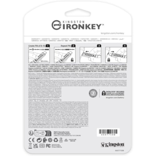 USB флеш накопитель Kingston 128GB IronKey Keypad 200 Type-C Encrypted Blue USB 3.2 (IKKP200C/128GB)