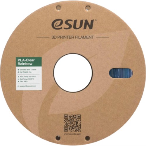Пластик для 3D-принтера eSUN PLA Clear Rainbow 1,75mm 1kg PURPLE BLUE CYAN (PLA-CLRB175RB-ZUCY1P1)