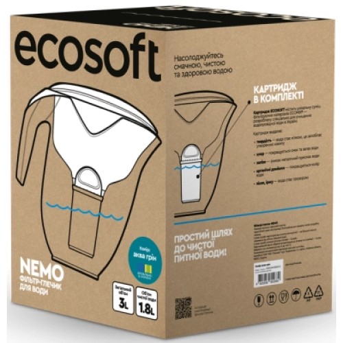 Фильтр-кувшин Ecosoft НЕМО зелений 3л 1 шт (4820056807073)