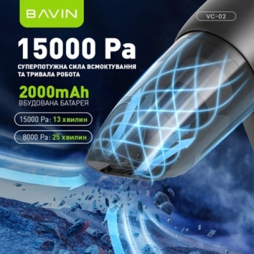 Пылесос BAVIN VC-02 15000Pa 2000 mAh Black (Z-VC02 BK)