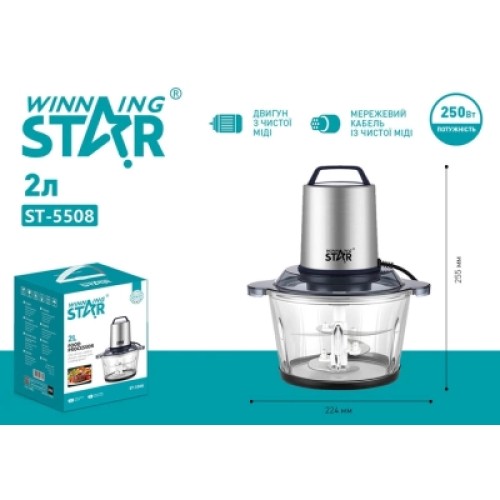 Измельчитель WINNINGSTAR ST-5508 250W 2L Silver