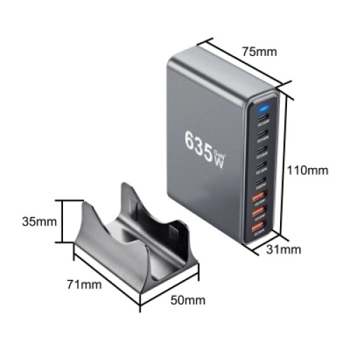 Зарядное устройство XoKo 2xUSB-C PD3.1 140W + 2xUSB-C PD100W + 1xUSB-C PD65W + 3xUSB QC30W GaN (QC-600)