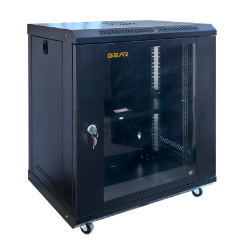 Шкаф настенный GEAR 15U 19" 600x600x750 мм, + полка 19", black (GWMSN-15U-600-600)
