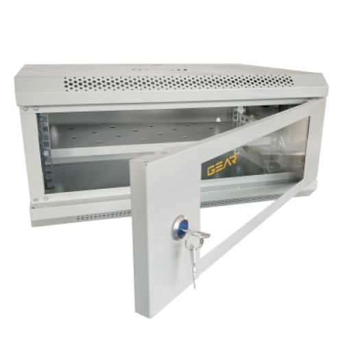 Шкаф настенный GEAR 4U 19" 600x600x240 мм, + полка 19", grey (GWMSN-4U-600-600G)