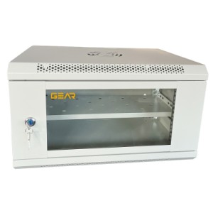 Шафа настінна GEAR 6U 19" 600x450x350 мм, + полка 19", grey (GWMSN-6U-600-450G)