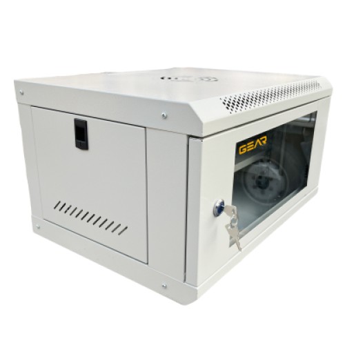 Шкаф настенный GEAR 6U 19" 600x600x300 мм, + полка 19", grey (GWMSN-6U-600-600G)