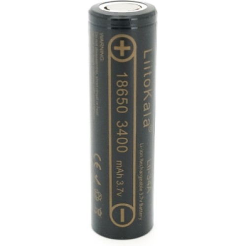 Аккумулятор 18650 3400mah (3250-3350mah), 3.7V(2.75-4.2V), Black Liitokala (Lii-34A)