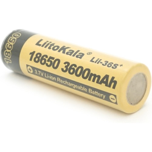 Аккумулятор 18650 3600mah (3300-3600mah), 3.7V(2.75-4.2V), Yellow Liitokala (Lii-36S-JT)