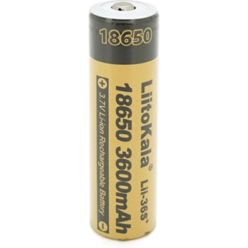 Аккумулятор 18650 3600mah (3300-3600mah), 3.7V(2.75-4.2V), Yellow Liitokala (Lii-36S-JT)