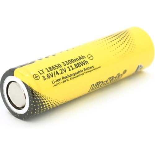 Аккумулятор 18650 3300mAh, 3.7V(2.5-4.2V), LowTemp-40-60, Black/Yellow Liitokala (Lii-LT33A)