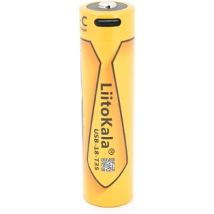 Акумулятор 18650 3500mah (3400-3500mah), 3.7V(2.7-4.2V), Type-C, 72*18.6mm, Yellow Liitokala (USB-18-T35)