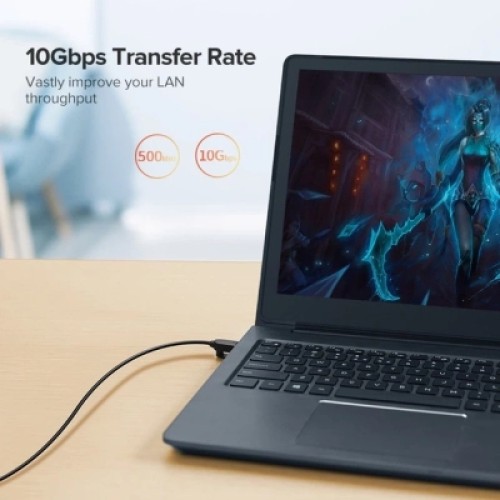 Патч-корд 10м UTP cat 6A Pure Copper Ethernet Cable OD2.8 NW122 Black Ugreen (70656)