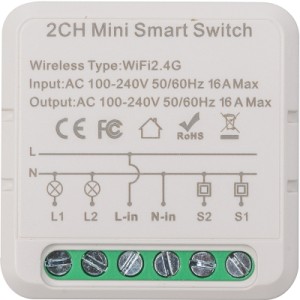 Розумне реле TUYA Wifi 16A 2-канальный (HS084028)