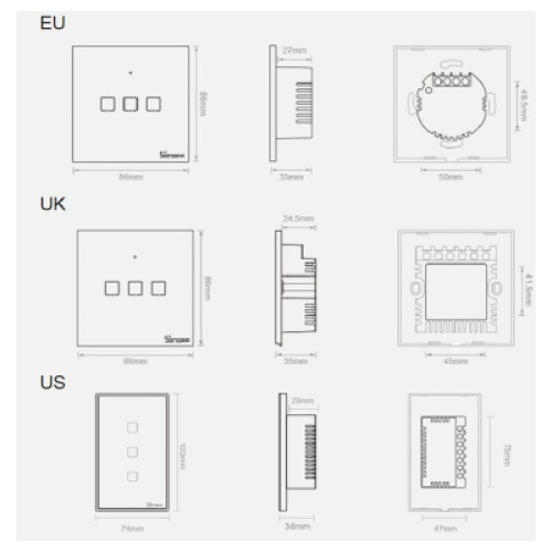 Умный выключатель Sonoff T3EU2C-TX