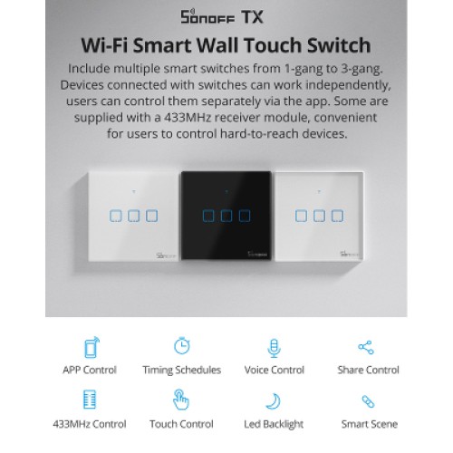 Умный выключатель Sonoff T3EU2C-TX