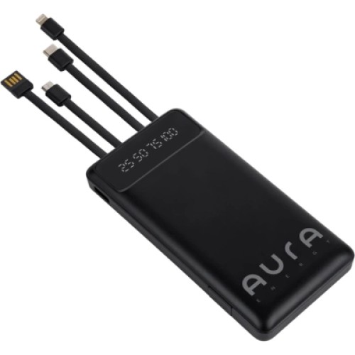 Батарея универсальная AURA NRG10 10000 mAh Black (PBANRG10B)