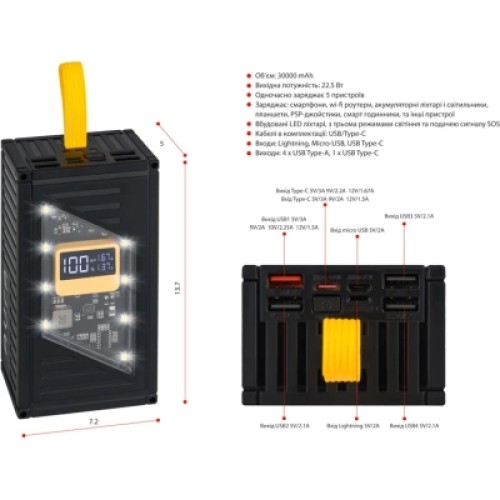 Батарея универсальная AURA NRG-P30 30000mAh 22.5W Black (PBANRG-P30B)