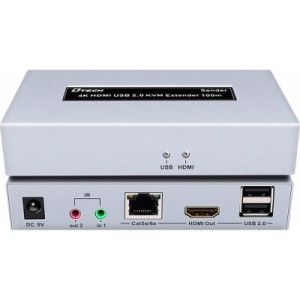 Адаптер HDMI extender 100m UHD 4K/60Hz CAT5E/6 + USB 2.0 Dtech (DT-7051)