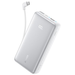 Батарея универсальная Anker 10000mAh 22.5W Built-In USB-C Cable White (A110DH21)