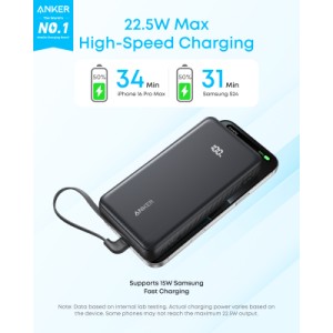 Батарея универсальная Anker 20000mAh 22.5W Built-In USB-C Cable White (A110EH21)