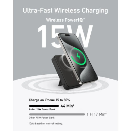Батарея универсальная Anker 10000mAh MagGo Qi2/15W + USB-C PD 27W Black (A1654G11)