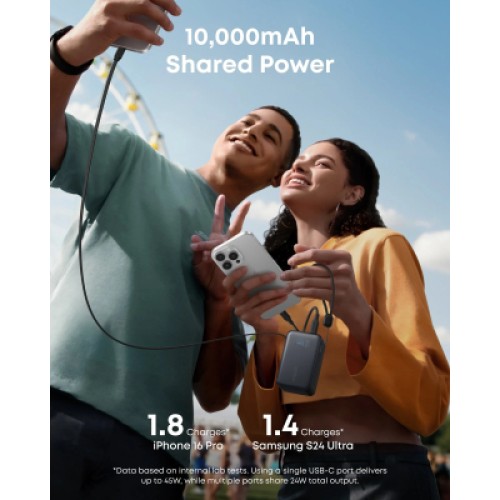 Батарея универсальная Anker 10000mAh Nano 45W Built-In USB-C Cable Black (A1638H11)