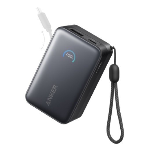Батарея универсальная Anker 10000mAh Nano 45W Built-In USB-C Cable Black (A1638H11)