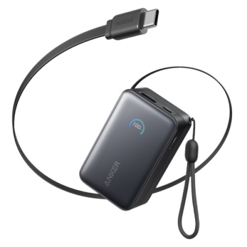 Батарея универсальная Anker 10000mAh Nano 45W Built-In USB-C Cable Black (A1638H11)