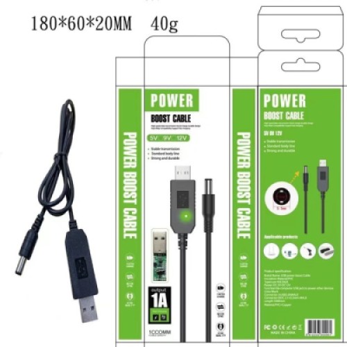 Кабель питания USB to DC 5.5x2.1mm 9V 1.0m black Power Boost (1070990)