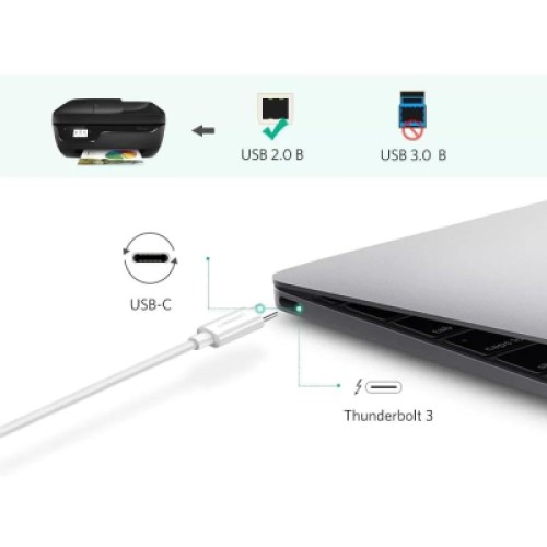Кабель для принтера Ugreen USB-C 2.0 to BM 1.5m white (40417)