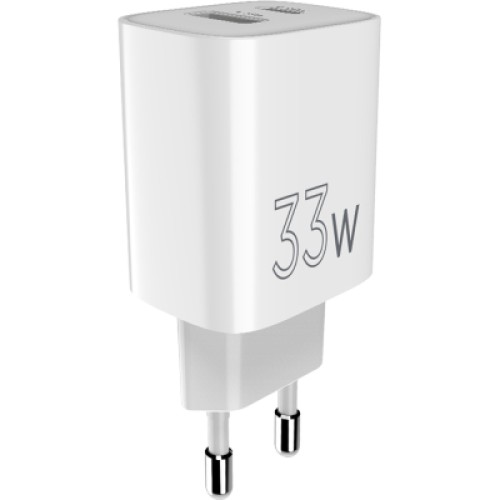 Зарядное устройство Sigma 1xUSB-C PD33W + 1xUSB QC3.0 GaN X-power PS33-01 white (4827798527719)