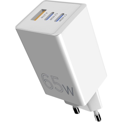Зарядное устройство Sigma 2xUSB-C PD65W + 1xUSB QC3.0 GaN X-power PS65-01 white (4827798637715)