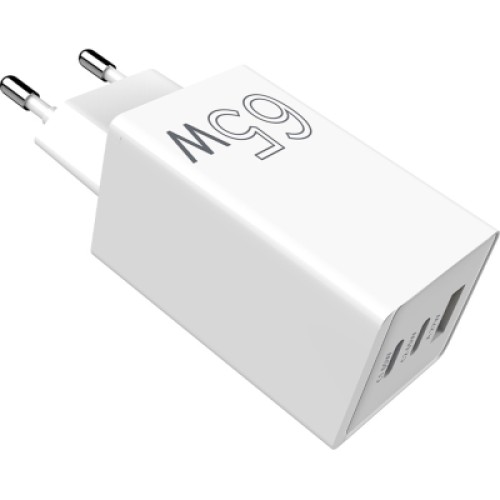 Зарядное устройство Sigma 2xUSB-C PD65W + 1xUSB QC3.0 GaN X-power PS65-01 white (4827798637715)