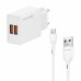 Зарядное устройство Grand-X 2xUSB 5V 2.4A + cable USB to USB-C white (CH-15WT)