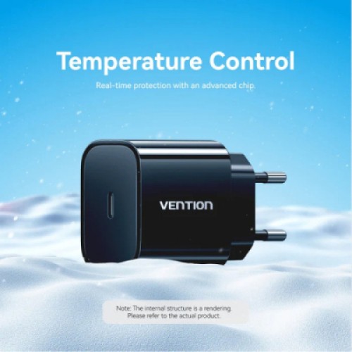 Зарядное устройство Vention 1xUSB-C PD20W + cable USB-C to Lightning black (G17B0-EU)