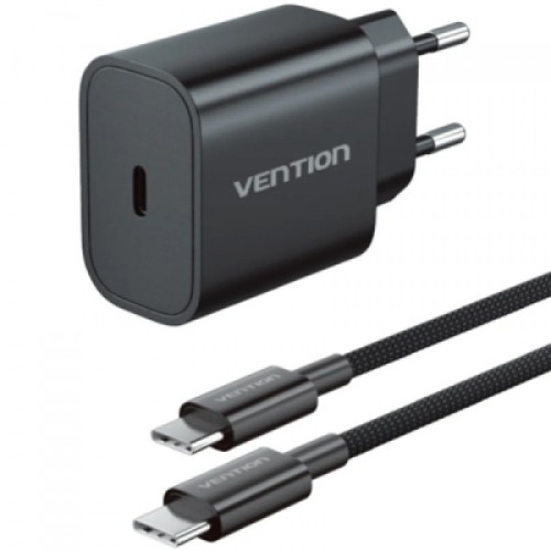 Зарядное устройство Vention 1xUSB-C PD20W + cable USB-C to Lightning black (G17B0-EU)