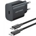 Зарядное устройство Vention 1xUSB-C PD20W + cable USB-C to Lightning black (G17B0-EU)