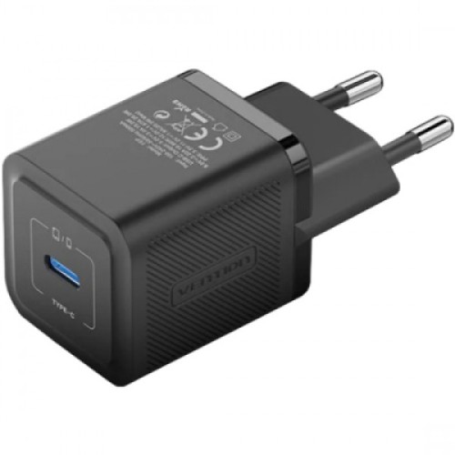 Зарядное устройство Vention 1xUSB-C PD20W GaN + cable USB-C to USB-C black (TZ-FEPB0-EU-01)
