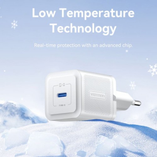 Зарядное устройство Vention 1xUSB-C PD20W GaN + cable USB-C to USB-C white (TZ-FEPW0-EU-01)