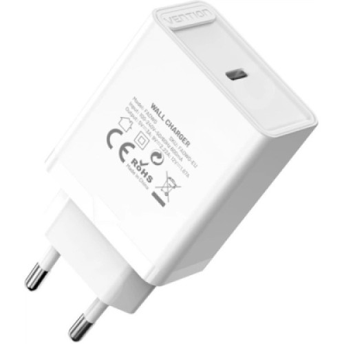 Зарядное устройство Vention 1xUSB-C PD20W QC4.0 white (FADW0-EU)