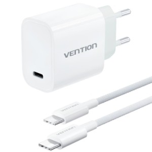 Зарядний пристрій Vention 1xUSB-C PD30W + cable USB-C to USB-C white (G18W0-EU)