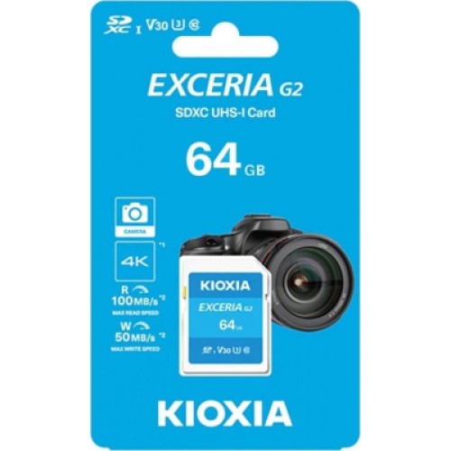 Карта памяти Kioxia 64GB SDXC class 10 UHS-I U3 V30 Exceria G2 (LNEX2L064GG4)